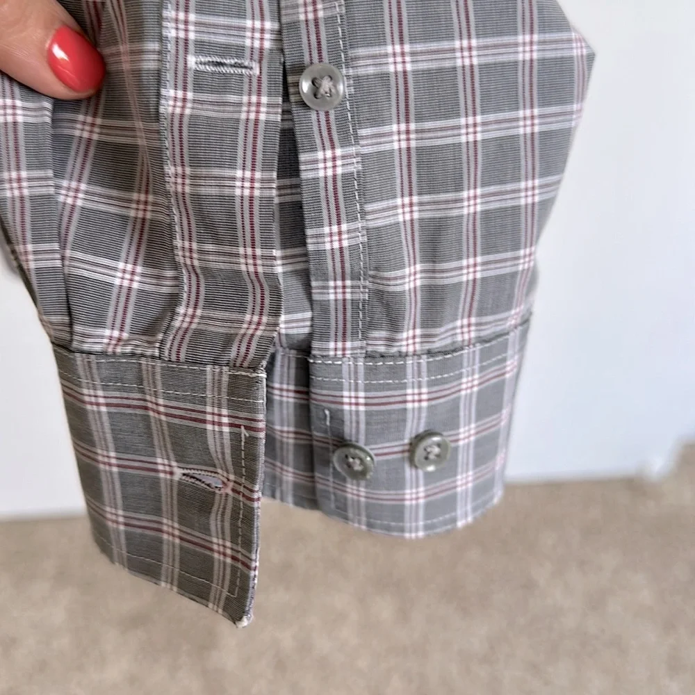 Michael Kors Gray Checkered Regular Fit Airsoft  Cotton Button Down Dress Shirt